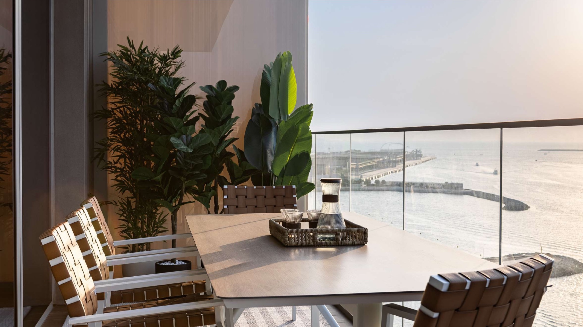 Balkon mit Blick auf Palm Jumeirah