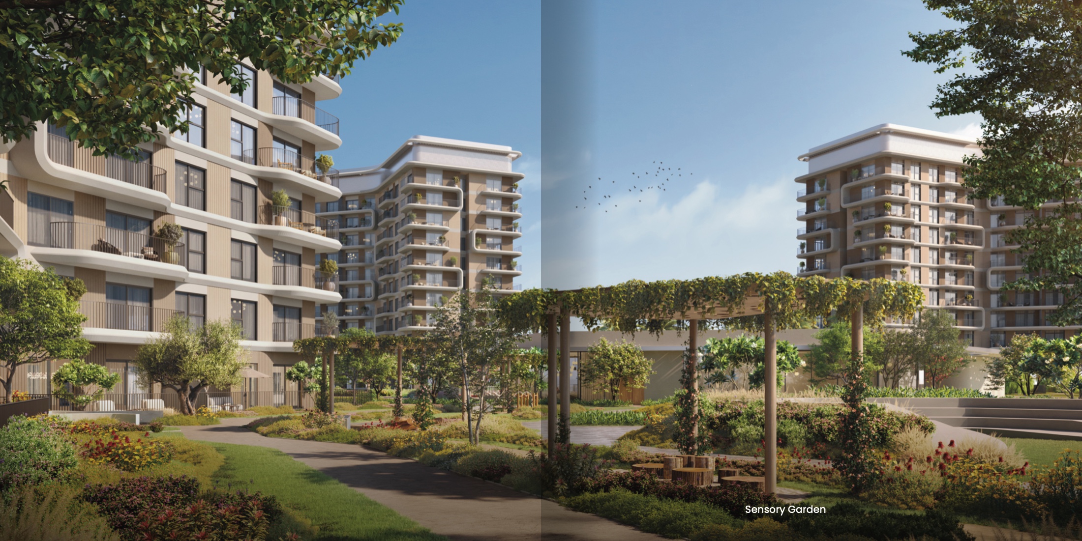 Gartenlandschaft zwischen den Residenzen von Yas Park Place
